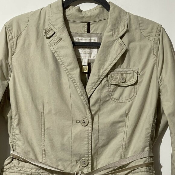 American Eagle Outfitters Womens Sz L Khaki Military-Style Button-Up Jacket Belt - Picture 2 of 11